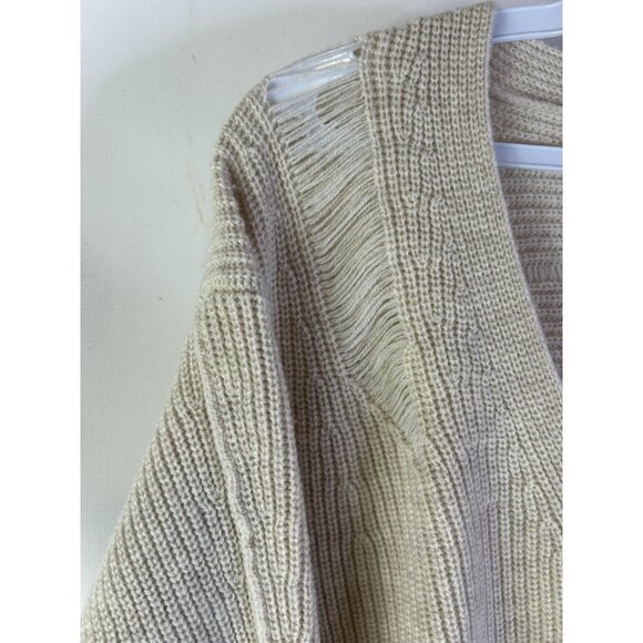 Helmut Lang Wool Cashmere Knit Distressed Sweater Ivory - Picture 4 of 9